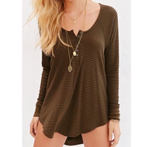 Urban Outfitters Tops - Truly Madly Deeply Boyfriend Thermal Henley Shirt
